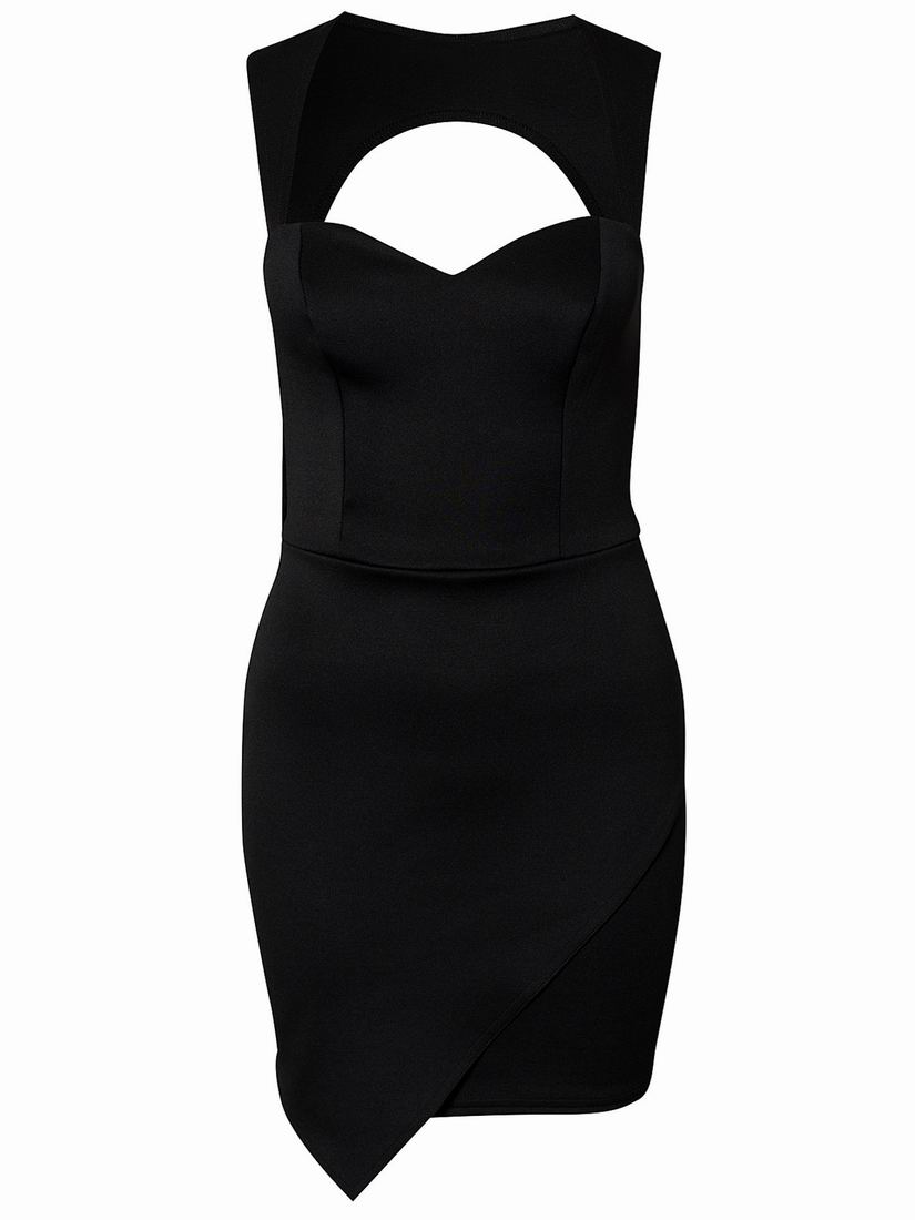 F2280-2 Square Black Dress